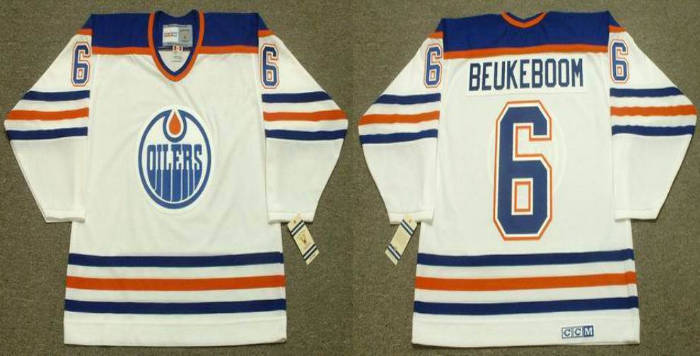 2019 Men Edmonton Oilers 6 Beukeboom White CCM NHL jerseys